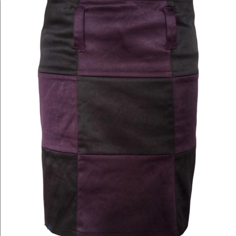 🇬🇧Burberry London Blue Label purple & black large check pattern pencil skirt 2